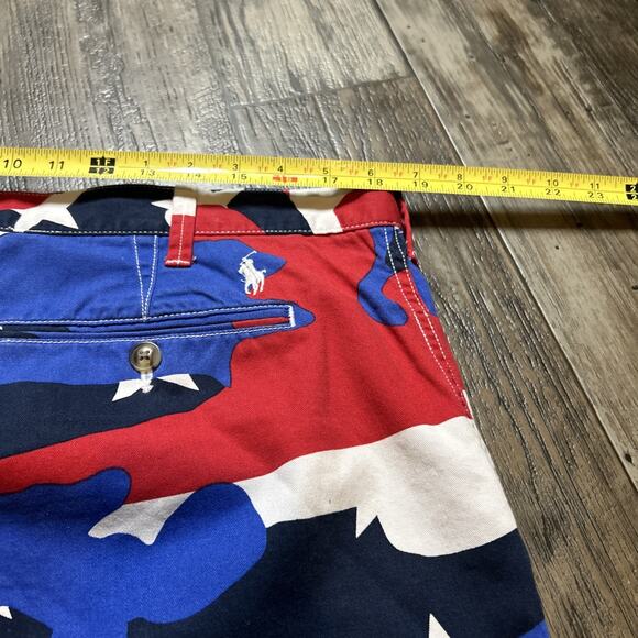 Ralph Lauren POLO Red White & Blue Size 35 Flag/Camo Shorts - Picture 7 of 9